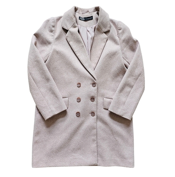 Zara Oversized Double-Breasted Coat in Light Pink Size Womens Small - Picture 1 of 7